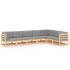 vidaXL 7 Piece Garden Lounge Set with Cushions Solid Pinewood