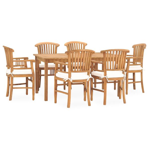 vidaXL 7 Piece Garden Dining Set with Cushions Solid Teak Wood