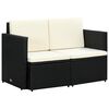 vidaXL 2 Seater Garden Sofa with Cushions Black Poly Rattan