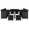 vidaXL 13 Piece Outdoor Dining Set with Cushions Poly Rattan Black
