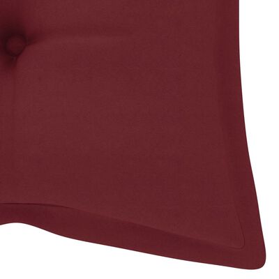 vidaXL Swing Bench with Wine Red Cushion 120 cm Solid Teak Wood