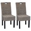 vidaXL Dining Chair 2 pcs Kubu Rattan Mango Wood