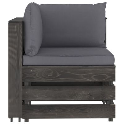 vidaXL Sectional Corner Sofa with Cushions Grey Impregnated Wood