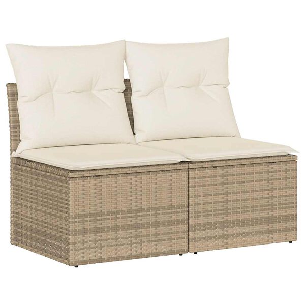 vidaXL 2 Piece Garden Sofa Set with Cushions Beige Poly Rattan Acacia