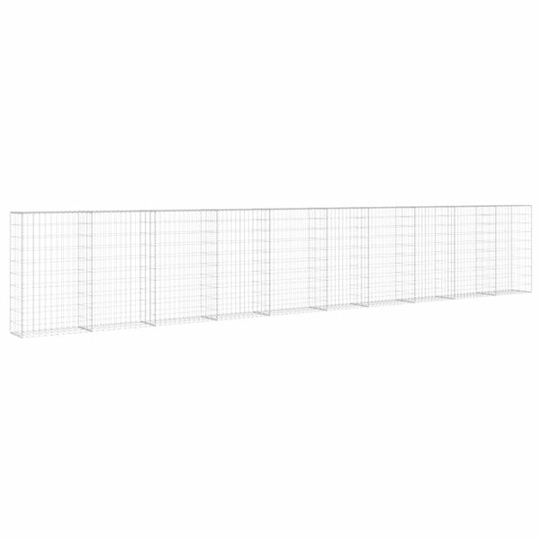 vidaXL Gabion Wall with Covers Galvanised Steel 600x30x100 cm