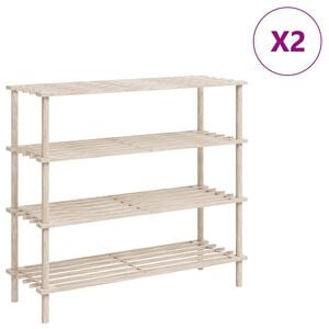 vidaXL 4-Tier Shoe Racks 2 pcs Solid Fir Wood