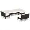 vidaXL 9 Piece Garden Lounge Set with Cushions Poly Rattan Black
