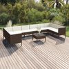 vidaXL 11 Piece Garden Lounge Set with Cushions Poly Rattan Brown
