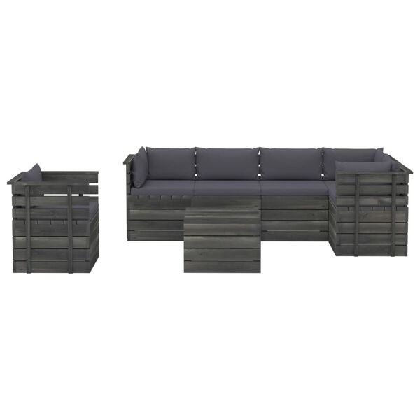 vidaXL 7 Piece Garden Pallet Lounge Set with Cushions Solid Pinewood