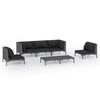 vidaXL 6 Piece Garden Lounge Set with Cushions Poly Rattan Dark Grey