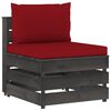 vidaXL 3 Piece Garden Lounge Set with Cushions Grey Impregnated Wood