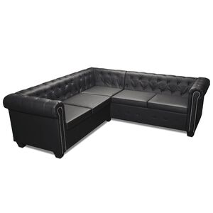 vidaXL Sofa | Black | PVC, Cotton, Polyester | 5 Seater | Sofa | Rectangular