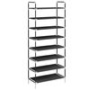 vidaXL Shoe Rack with 8 Shelves Metal and Non-woven Fabric Black