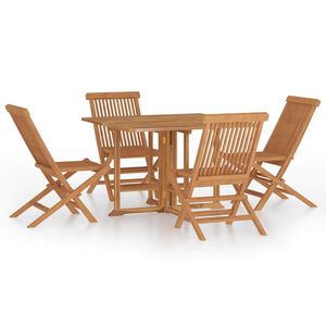 vidaXL 5 Piece Folding Outdoor Dining Set Solid Wood Teak