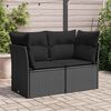 vidaXL Garden Sofa with Cushions 2-Seater Black Poly Rattan