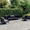 vidaXL 5 Piece Garden Lounge Set with Cushions Poly Rattan Dark Grey