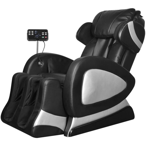 vidaXL Massage Chair with Super Screen Black Faux Leather