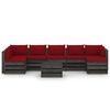 vidaXL 8 Piece Garden Lounge Set with Cushions Grey Impregnated Wood