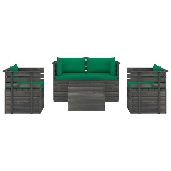 vidaXL 5 Piece Garden Pallet Lounge Set with Cushions Solid Pinewood