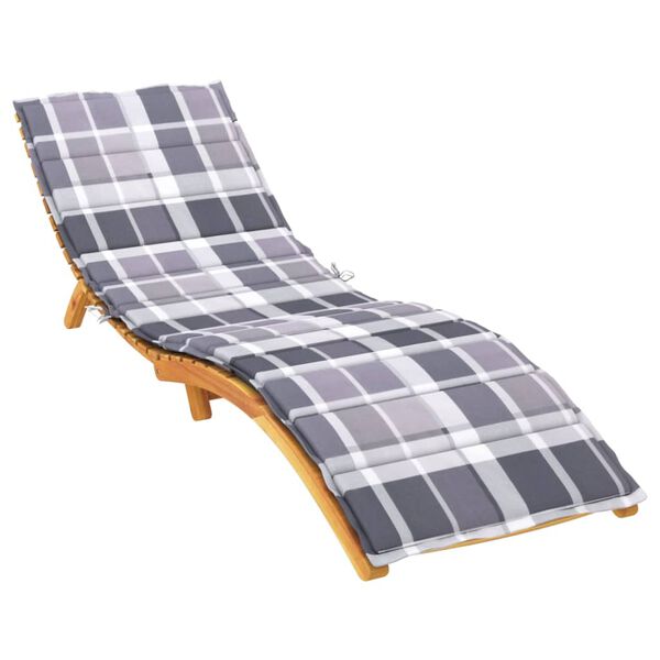 vidaXL Sun Lounger Cushion Grey Check Pattern 200x50x3cm Oxford Fabric