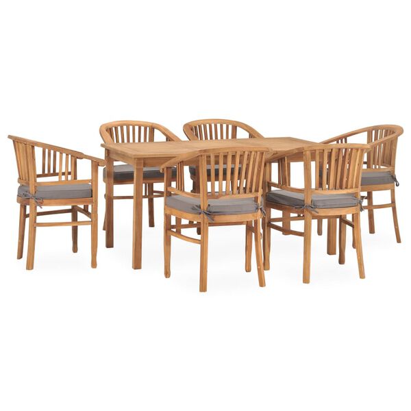 vidaXL 7 Piece Garden Dining Set with Cushions Solid Teak Wood