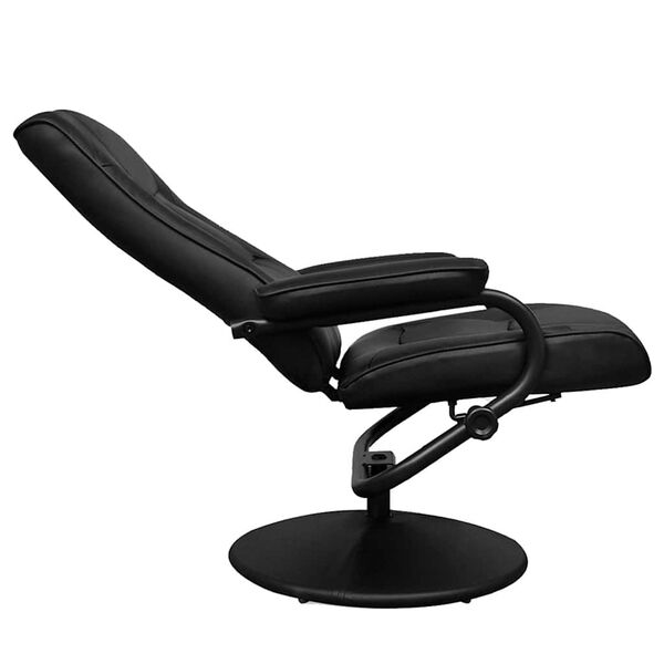 vidaXL TV Armchair with Footstool Black Faux Leather
