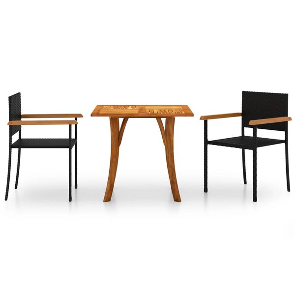 vidaXL 3 Piece Garden Dining Set Black