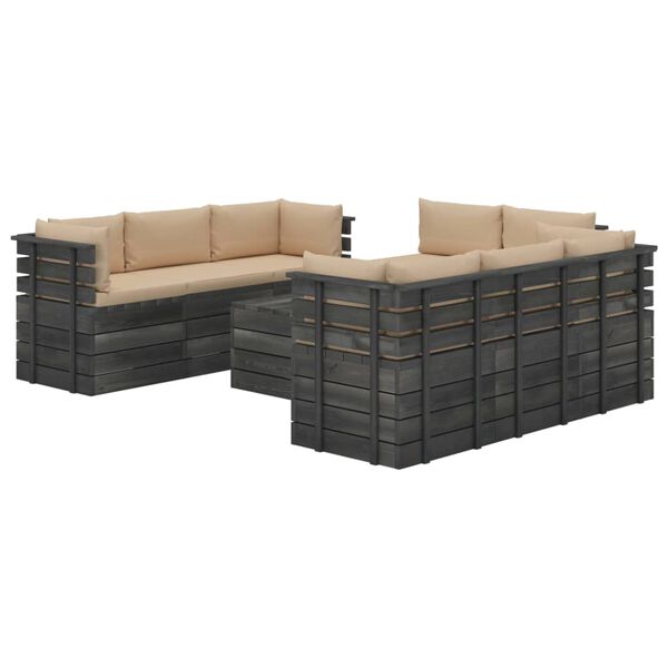 vidaXL 9 Piece Garden Pallet Lounge Set with Cushions Solid Pinewood