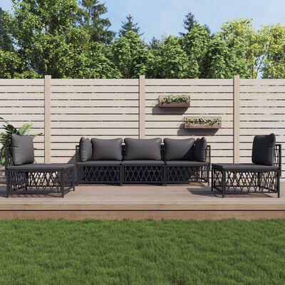 vidaXL 5 Piece Garden Lounge Set with Cushions Anthracite Steel