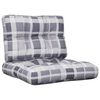 vidaXL Pallet Cushions 2 pcs Grey Check Pattern Fabric