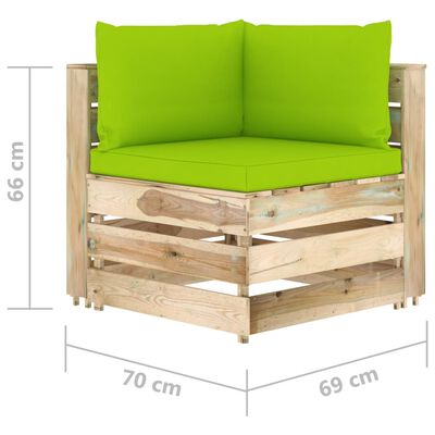 vidaXL 4-Seater Garden Sofa with Cushions Green Impregnated Wood