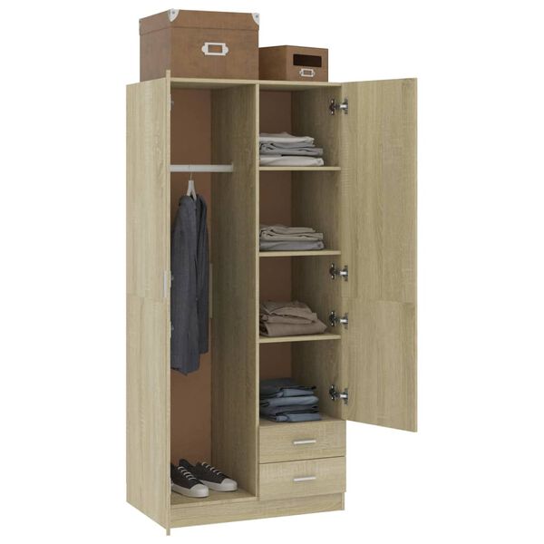 vidaXL Wardrobe Sonoma Oak 80x52x180 cm Engineered Wood