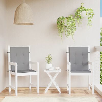 vidaXL Garden Lowback Chair Cushions 2 pcs Grey Oxford Fabric