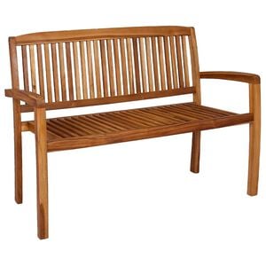 vidaXL 2-Seater Stacking Garden Bench 120 cm Solid Teak Wood