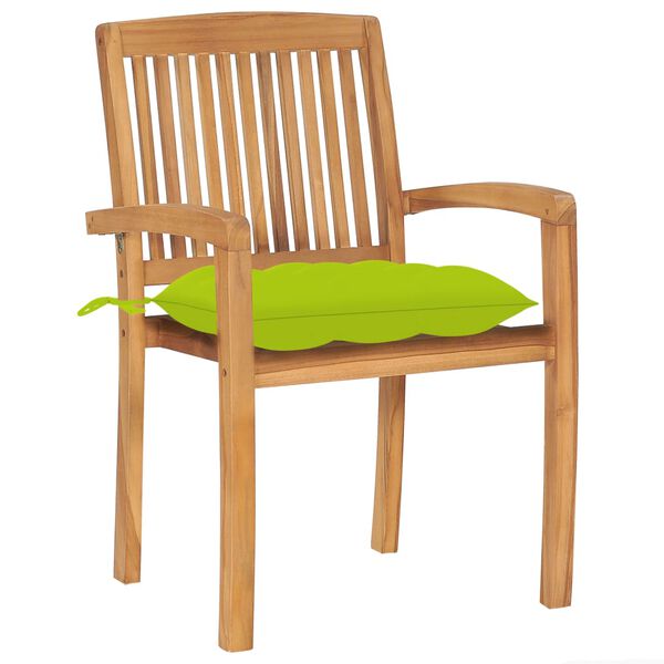 vidaXL Garden Chairs 2 pcs with Bright Green Cushions Solid Teak Wood