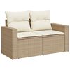 vidaXL Garden Sofa with Cushions 2-Seater Beige Poly Rattan