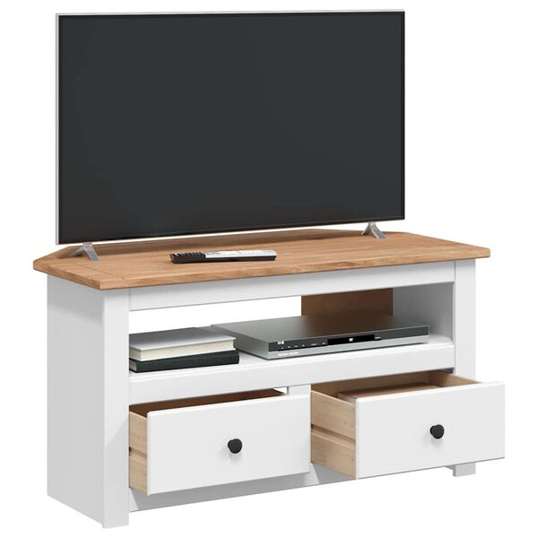 vidaXL Corner TV Cabinet White 93x49x49 cm Solid Pine Panama Range