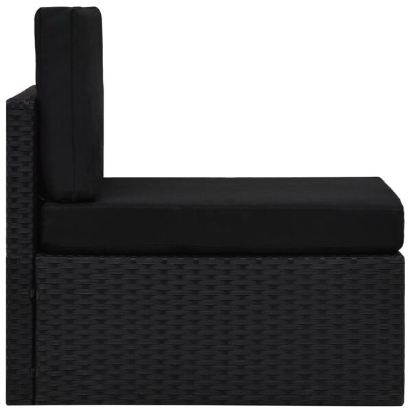 vidaXL Sectional Middle Sofa Poly Rattan Black