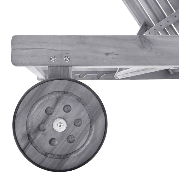 vidaXL Garden Sun Lounger with Cushion Grey Solid Acacia Wood