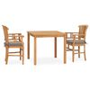 vidaXL 3 Piece Garden Dining Set with Cushions Solid Teak Wood