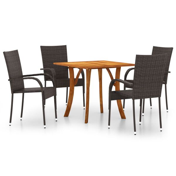 vidaXL 5 Piece Garden Dining Set Brown