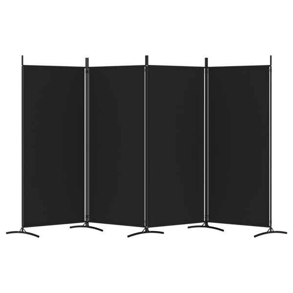 vidaXL 4-Panel Room Divider Black 346x180 cm Fabric