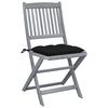 vidaXL Folding Outdoor Chairs 2 pcs with Cushions Solid Acacia Wood