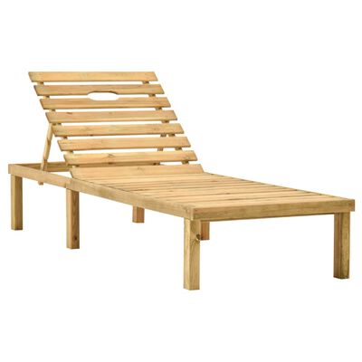 vidaXL Garden Sun Lounger with Table and Cushion Impregnated Pinewood