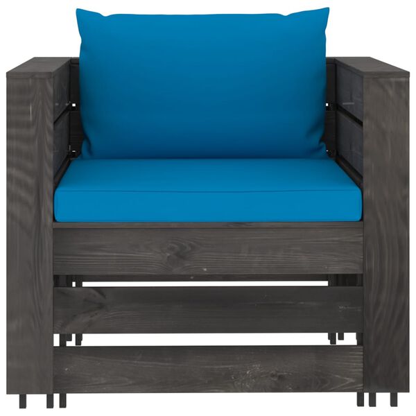 vidaXL 7 Piece Garden Lounge Set with Cushions Grey Impregnated Wood