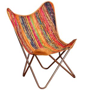 vidaXL Butterfly Chair Multicolour Chindi Fabric