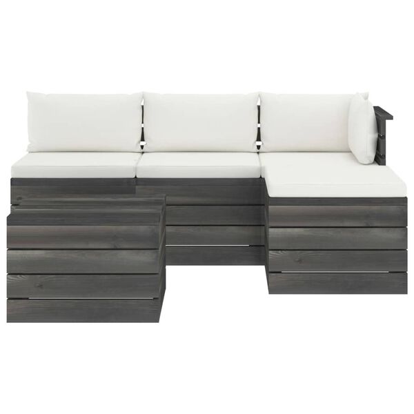 vidaXL 5 Piece Garden Pallet Lounge Set with Cushions Solid Pinewood