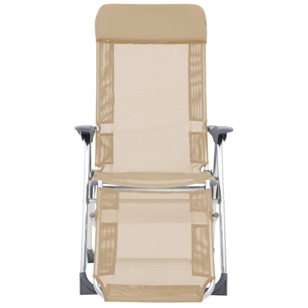 vidaXL Folding Camping Chairs 2 pcs with Footrest Cream Aluminium