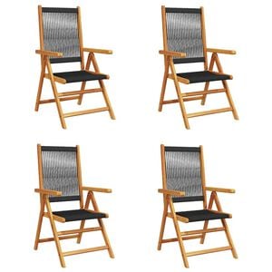 vidaXL Reclining Folding Chairs 4 pcs Black Solid Wood Acacia