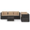 vidaXL 6 Piece Garden Lounge Set with Cushions Grey Impregnated Wood